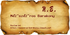 Mészáros Barakony névjegykártya